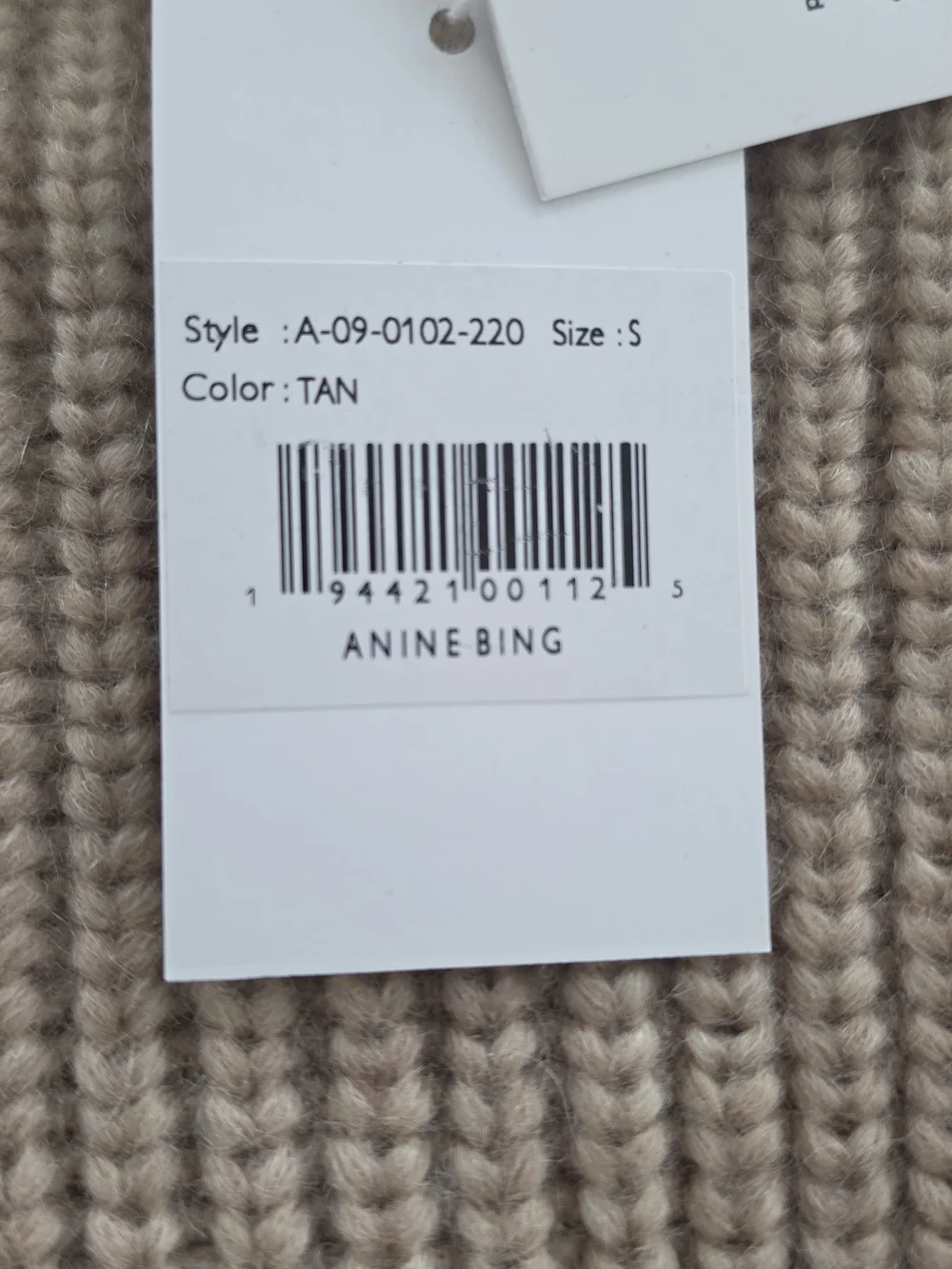 NWT ANINE BING Sydney High-Neck/Turtleneck Sweater XS, Camel, Wool-blend